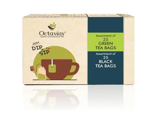 Vista 74 de Octavius Paquete de muestra de té Surtido de tés verdes Té verde de anís canela 50 bolsas de té de doble cámara envueltas Paquete variado