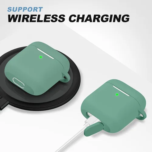 Vista 140 de Funda Protectora para AirPods 1/2, viene con kit de limpieza, funda protectora de silicona suave con hebilla, compatible con estuche de carga