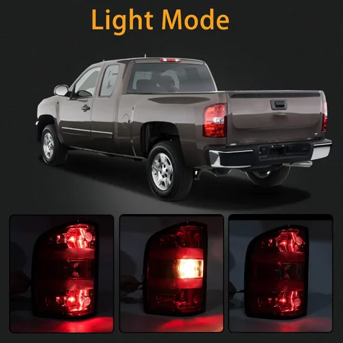 Vista 3 de Conjunto de luz trasera compatible con Chevy Silverado 1500 2500HD 3500HD 2007-2013 lado del conductor y del pasajero con bombilla interior y arnés