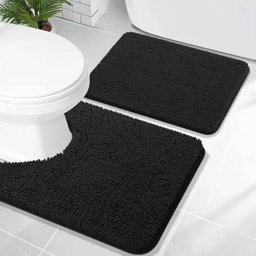 Vista 107 de OLANLY Juego de 2 alfombras de baño de felpilla suave y absorbente, antideslizantes, de secado rápido, lavables a máquina, accesorios de decoración