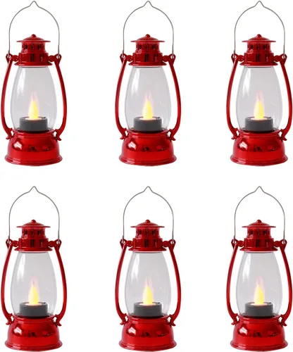 Vista 15 de Mini linternas LED pequeñas de 6 piezas de luces LED doradas decorativas para interiores y exteriores, faroles de vela colgantes para granja, bodas