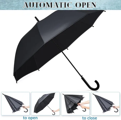Vista 4 de 8 Pcs Umbrellas Wedding Style Stick Umbrellas Large Canopy Windproof Bubble Umbrellas for Bridal Party Men Women, 39.4 Inch