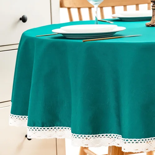 Vista 9 de EHouseHome Mantel de lino sintético con ribete de encaje, impermeable, a prueba de derrames, resistente a las manchas, sin arrugas, a prueba