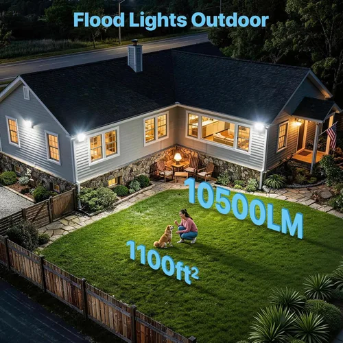 Vista 3 de HYPERLITE Paquete de pared LED de 70 W con fotocélula del atardecer al amanecer, luces de seguridad ajustables ideales para exteriores para granero