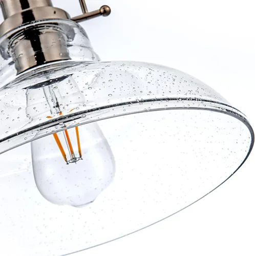 Vista 3 de Zlepmlla Lámpara colgante moderna de cristal, lámpara industrial de granja con cable ajustable, pantalla de vidrio semillado, luces colgantes