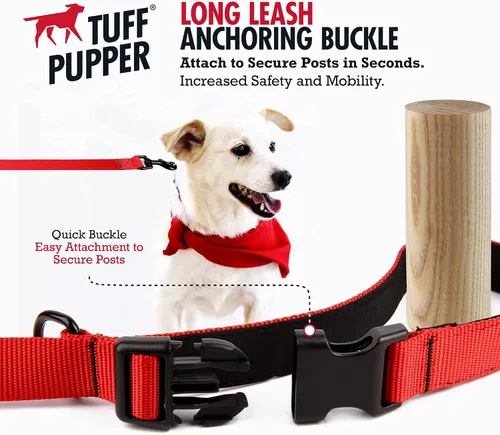 Vista 5 de Tuff Pupper Correa larga resistente para perros 20 pies Mango de hebilla Correa de entrenamiento para retiro de perros Correa de nailon