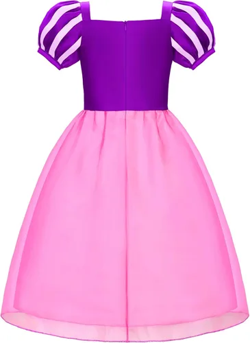 Vista 3 de knemmy Rapunzel - Vestido de Rapunzel para niñas, disfraz de princesa, ropa para niñas, Halloween, cosplay, cumpleaños, disfraz