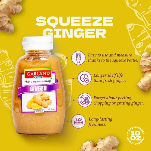 Vista 3 de Garland Food - Pasta de jengibre exprimible de 10 onzas, fabricada en los Estados Unidos, práctica botella exprimible con botella de jengibre picado