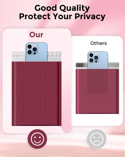 Vista 7 de Metronic Sobres de burbujas de 6 x 10 pulgadas, paquete de 100 sobres acolchados autosellantes color burdeos tamaño utilizable 6 x 9 pulgadas