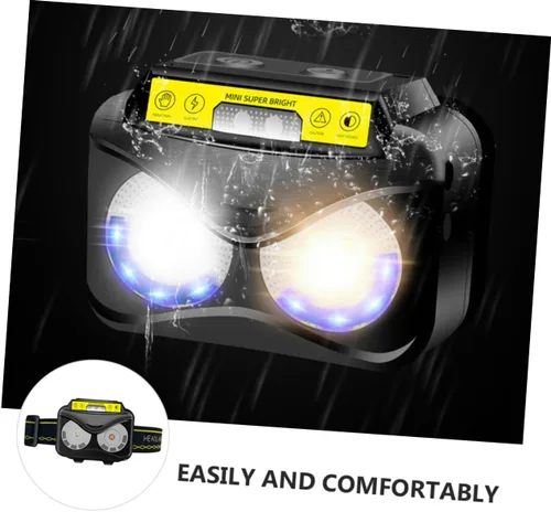 Vista 5 de POPETPOP 2pcs Rechargeable Led Headlamp Motion Sensor Ergonomic Design Straps for Outdoor Activities Night Running Fishing and Camping
