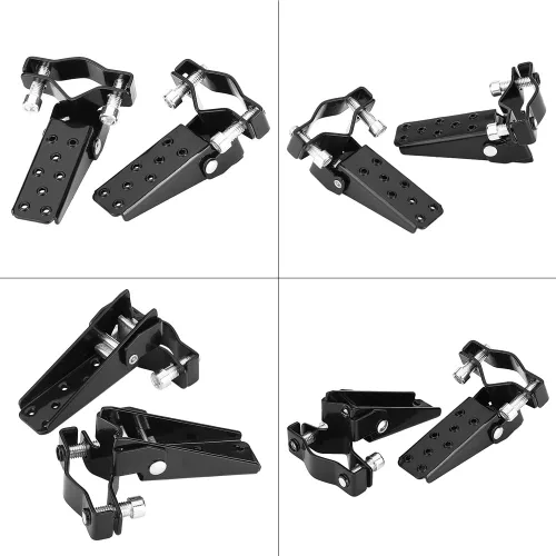 Vista 9 de Mini reposapiés de bicicleta, elegante y plegable negro con pinzas de pie para motocicleta, abrazadera simple en las clavijas de pie pedales