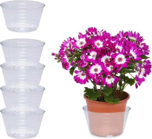 Vista 20 de Curtis Wagner Plastics Plant Tray Basket Liner (5-Pack) - Clear, Deep (Diameter = 4 top, 2.87 Bottom, 2.37 Depth) Thin Plastic for Indoor or Garden