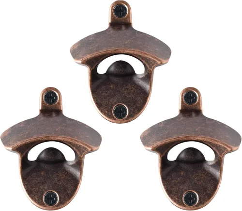 Vista 22 de Abridor de cerveza de montaje en pared, bronce antiguo, vintage, acero inoxidable, abrebotellas, montaje de regalo para poste