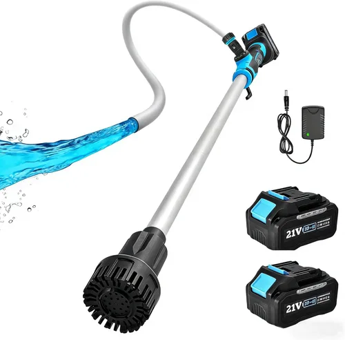 Bomba de transferencia de agua inalámbrica de 720 GPH 32 pies con cabezal incluido, batería de 2 x 4000 mAh 21 V y cargador de 90 minutos de tiempo