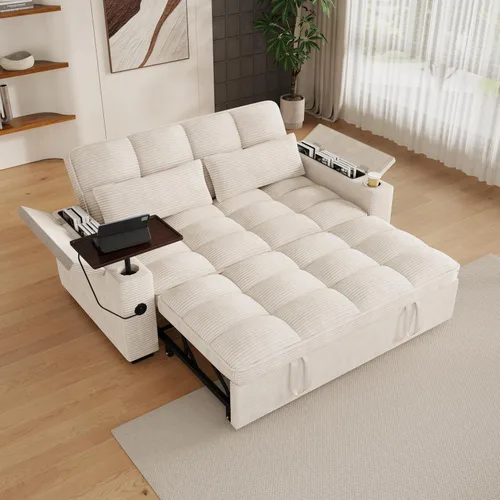 Vista 11 de KEIKI 65" 3-in-1 Sofa Bed, Folding Chenille Loveseat Sleeper with USB