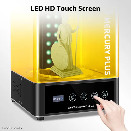 Vista 4 de ELEGOO Mercury Plus 2.0 - Máquina grande de lavado y curado para modelos de impresión 3D LCD/SLA/DLP, caja de curado con plato giratorio de curado