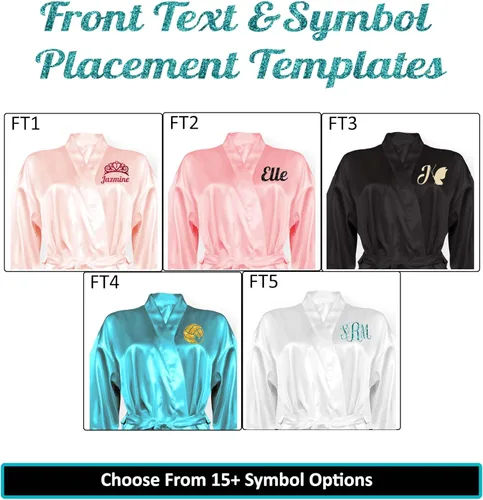 Vista 7 de Batas personalizadas para niñas con bonito diseño de símbolo, bata personalizada para niña de las flores, añade un corazón, flor, tiara y más