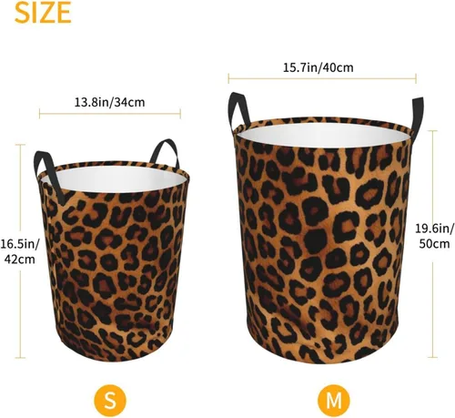 Vista 5 de Cool Cheetah Leopard print Circular Hamper Waterproof Storage Bin Organizer Basket Laundry Hamper With Handles For Clothes Toys Small