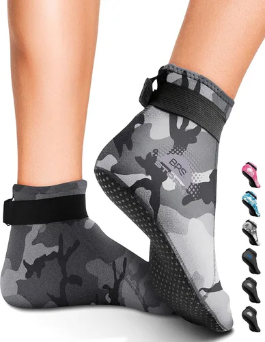Calcetín BPS 'Storm Sock' ultra premium para aletas de agua (corte bajo, unisex) 0.118pulgadas de neopreno pegado y cosido ciego con correas de