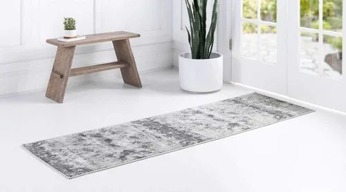 Vista 2 de Unique Loom Metro Collection - Alfombra de área (2 pies x 6 pies 9 pulgadas, gris claro)