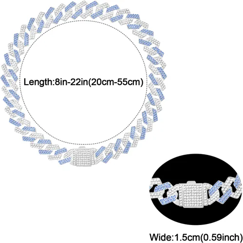 Vista 4 de Cadena de metal con diamantes para perros con hebilla segura, collares para mascotas para perros grandes y medianos