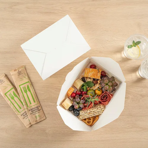 Vista 194 de Restaurantware Bio Tek - Cajas para llevar de 30 onzas, 200 loncheras para llevar, cierre de tabulación, resistentes al calor, desechables, de papel