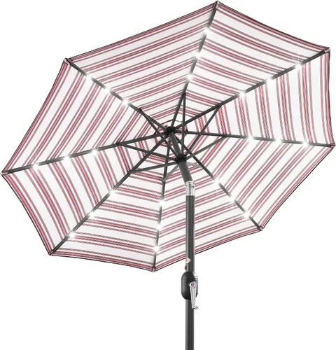Vista 31 de Best Choice Products 10ft Solar Polyester LED Lighted Patio Umbrella w/Tilt Adjustment and UV-Resistant Fabric Gris niebla