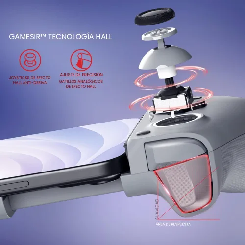 Vista 4 de GameSir G8 Galileo - Controlador móvil tipo C para Android y iPhone 15 Series (USB-C), Gamepad Plug and Play con joysticks efecto Hall/disparador