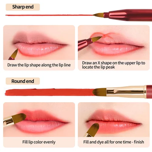 Vista 4 de Unaone [Paquete de 2] Pincel de labios para lápiz labial, pinceles de labios retráctiles, pincel de maquillaje de doble punta para lápiz labial