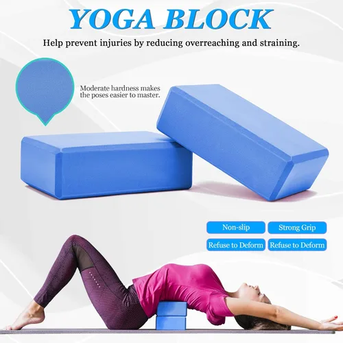 Vista 3 de Juego de rueda de yoga todo en uno, rueda de rodillo de espuma suave para el dolor de espalda y estiramiento, juego de bloques de yoga 2 piezas