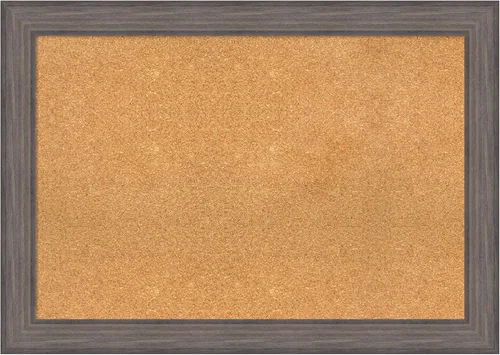 Vista 9 de Amanti Art Natural Cork Board for Wall, 18x24 Vision Board with Grey Wood Frame, Small Corkboard Office Decor for Home Organization, Country Rustic