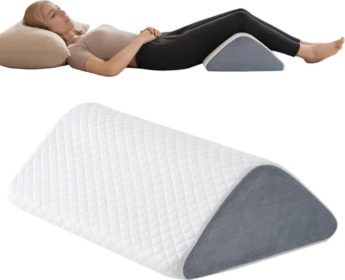 Vista 12 de Almohada de cuña de rodilla de 6.3 pulgadas para recuperación poscirugía, soporte de elevación de piernas para posición de sueño, alivia el dolor