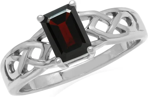Silvershake Anillo solitario de plata de ley 925 con forma octágona, chapado en oro blanco o amarillo con piedra natal con forma de octágono de