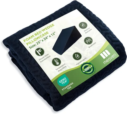 Vista 8 de Funda de almohada de cuña para almohada de cuña de 25 x 24 x 12 pulgadas, funda de repuesto hipoalergénica con cremallera y bolsillos, color gris