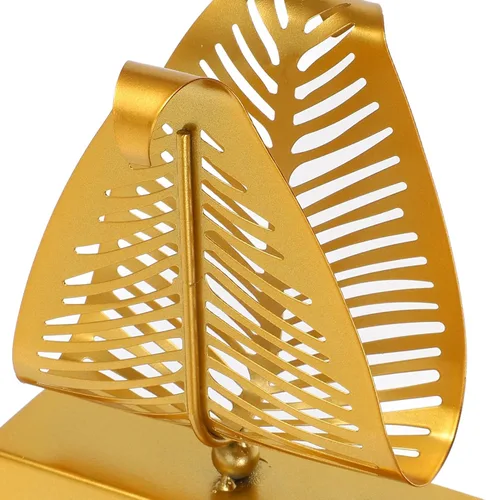 Vista 3 de Veemoon Modern Metal Napkin Holder Stand Large Upright Tissue Dispenser with Leaf Design, Gold Rustic Kitchen and Dining Table Organizer for