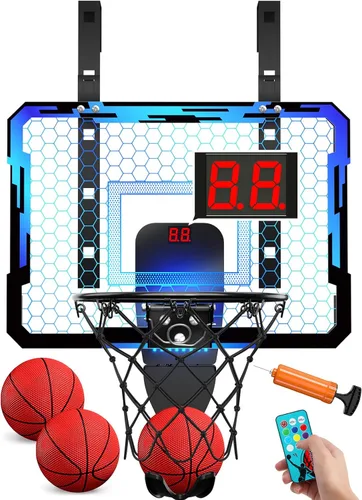 QDRAGON Mini Basketball Hoop, Over The Door Indoor, with 3 Balls/Inflator/Breakaway Rim, Basketball Toy Gifts for Kids and Adults, Suit for