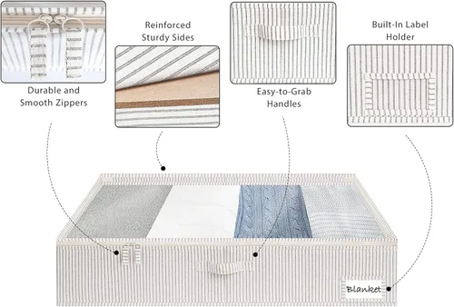 Vista 3 de StorageWorks Paquete de 2 cajas de almacenamiento decorativas con 2 cajas de almacenamiento debajo de la cama