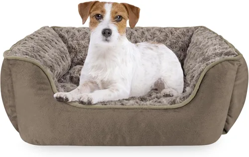 Vista 30 de JOEJOY - Cama rectangular para perro grande, mediano, pequeño, cachorro, sofá cama ortopédico lavable, suave, transpirable, duradera, calmante, Beige