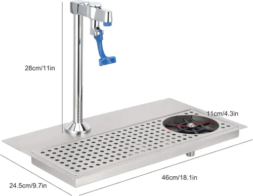 Vista 7 de Enjuagadora de jarra, lavadora comercial de acero inoxidable G1/2, barra de boquilla multiángulo, enjuague de limpieza de vidrio con grifo