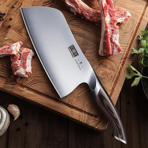 Vista 7 de HOSHANHO Cuchillo de carnicero de 7 pulgadas, cuchillo japonés de acero de alto carbono resistente para carne, cuchillo profesional para cortar