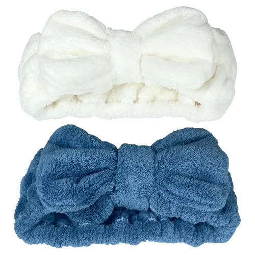 Vista 4 de Jseng Diadema de microfibra con lazo, extrama, suave, para mujer, cómoda para lavar, maquillaje, ducha, cuidado de la piel, spa, banda gruesa