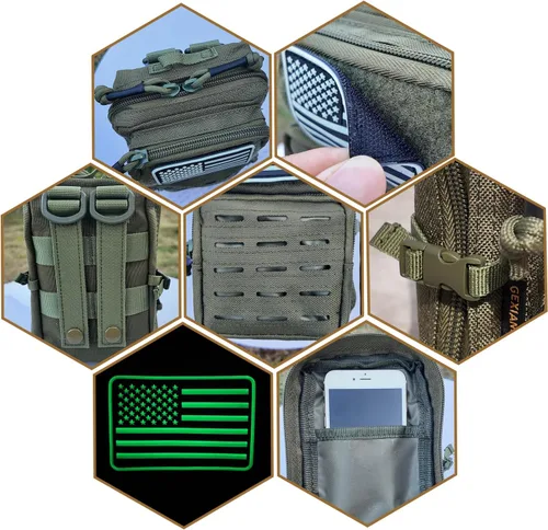 Vista 2 de Lote de 2 fundas tácticas Molle de utilidad, funda de cinturón mini EDC, fundas tácticas para teléfono al aire libre, funda de herramientas