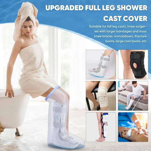 Vista 2 de Waterproof Extra Wide Leg Cast Cover for Shower with Non-Slip Bottom for Leg Cast Protector for Surgery Wounds, Bandage, Large Cast, Knee