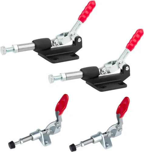 Vista 11 de POWERTEC Abrazaderas de palanca de 8 unidades, capacidad de 300 libras, abrazaderas horizontales de liberación rápida 201B con punta de presión