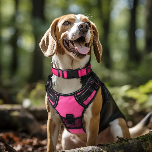 Vista 2 de Joytale - Collar reflectante para perro, collar de nailon transpirable con acolchado de neopreno suave para mascotas, ajustable para perros Rosado