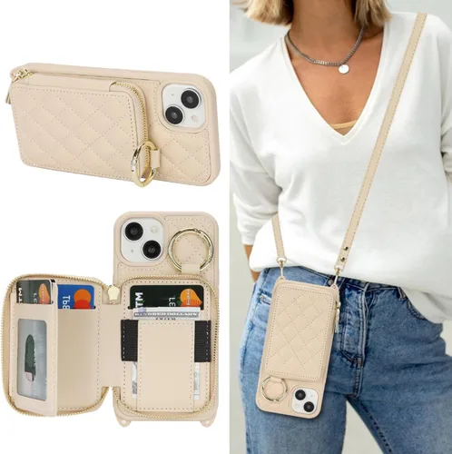 Vista 42 de Funda tipo cartera tipo bandolera para iPhone 11, de piel sintética, con cremallera, tipo cartera, con función atril, con ranuras para tarjetas