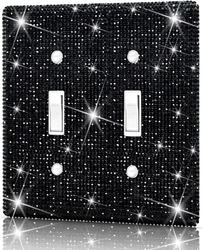 Vista 32 de Dengduoduo Placas de pared, cubierta decorativa para interruptor de luz, cubiertas decorativas de tomacorrientes, diamantes de imitación plateados
