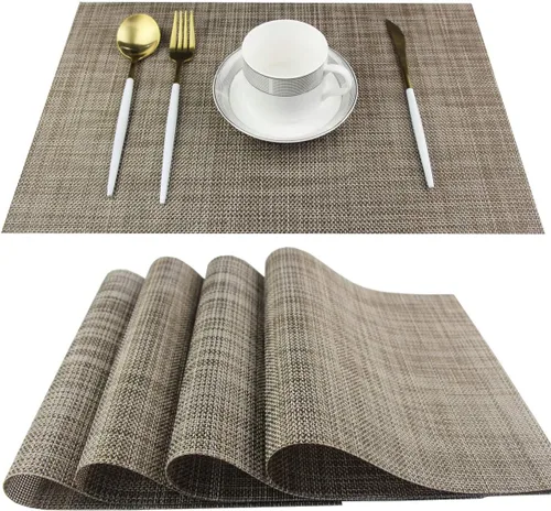 Vista 20 de Manteles individuales para mesa de comedor, juego de 6 manteles individuales de plástico lavables para mesa de cocina, manteles individuales de PVC