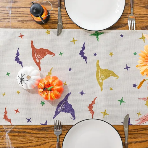 Vista 5 de Camino de mesa de Halloween, decoración de Hocus Pocus, decoración de Halloween para el hogar, bruja, corredor de Halloween, decoración del hogar