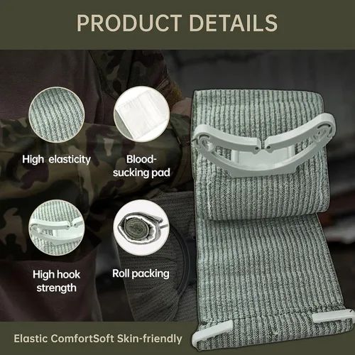 Vista 3 de Vendaje de emergencia de estilo israelí, dispositivo multifuncional de primeros auxilios de compresión para heridas de trauma, para disparos